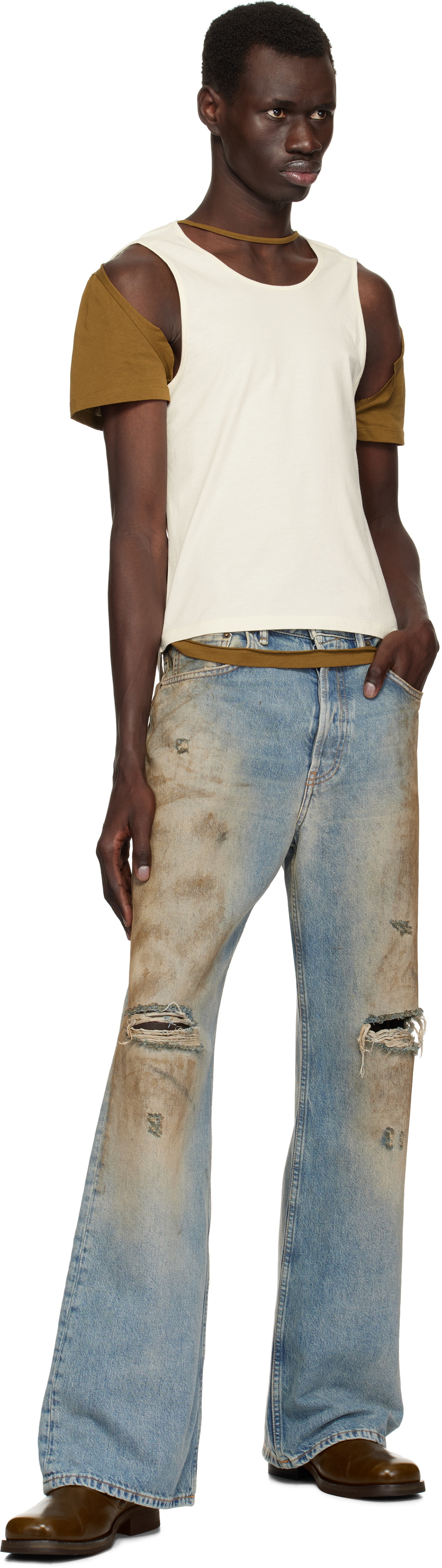 Eckhaus Latta Off-White & Brown Hugging T-shirt