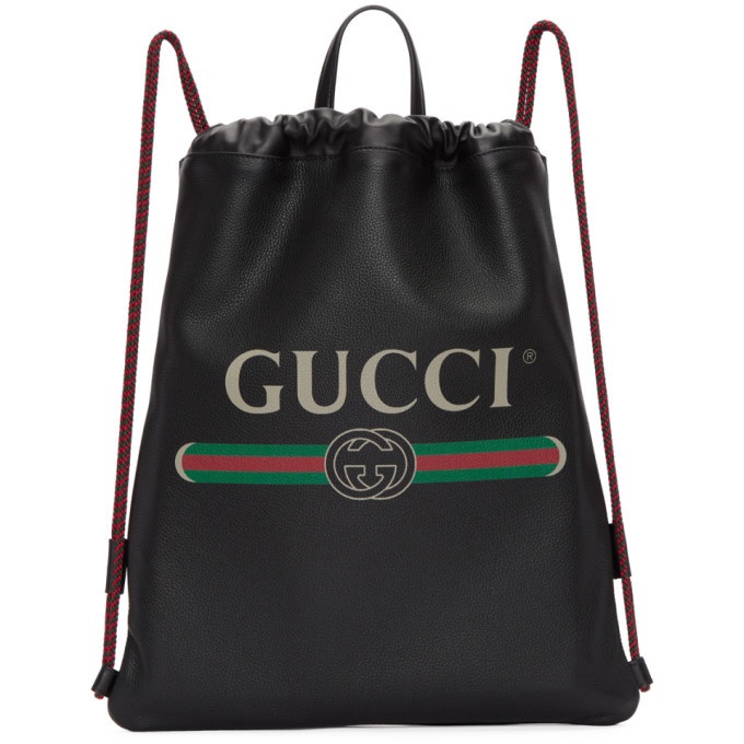 Photo: Gucci Black Leather Drawstring Backpack