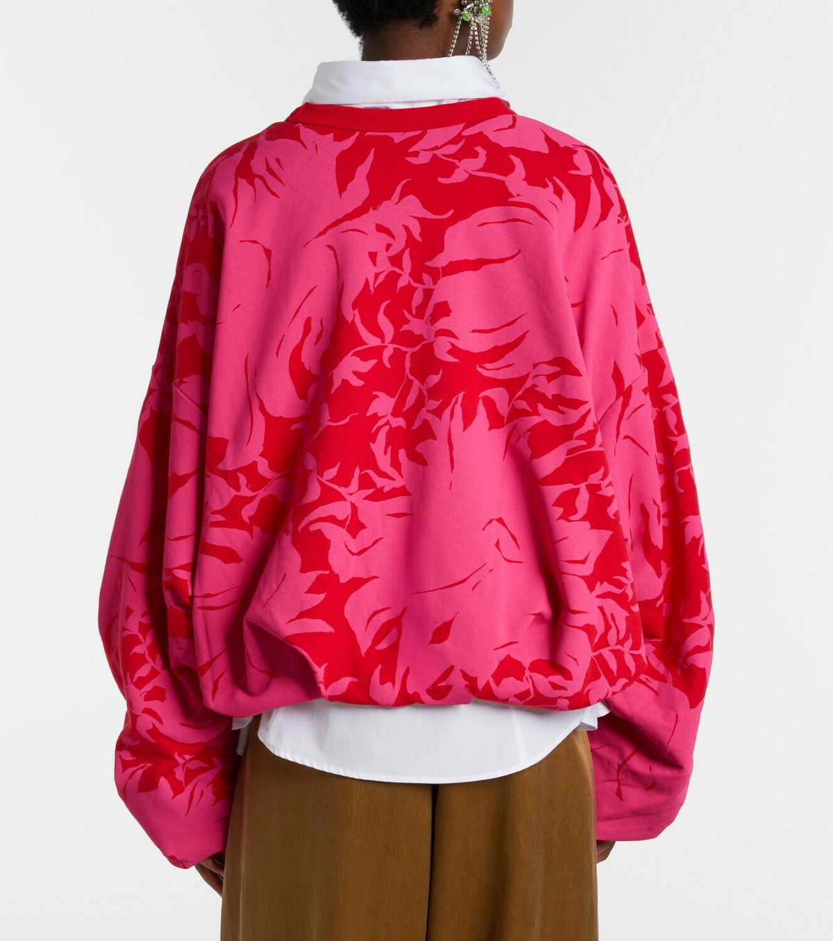 Dries Van Noten Draped floral cotton jersey sweatshirt