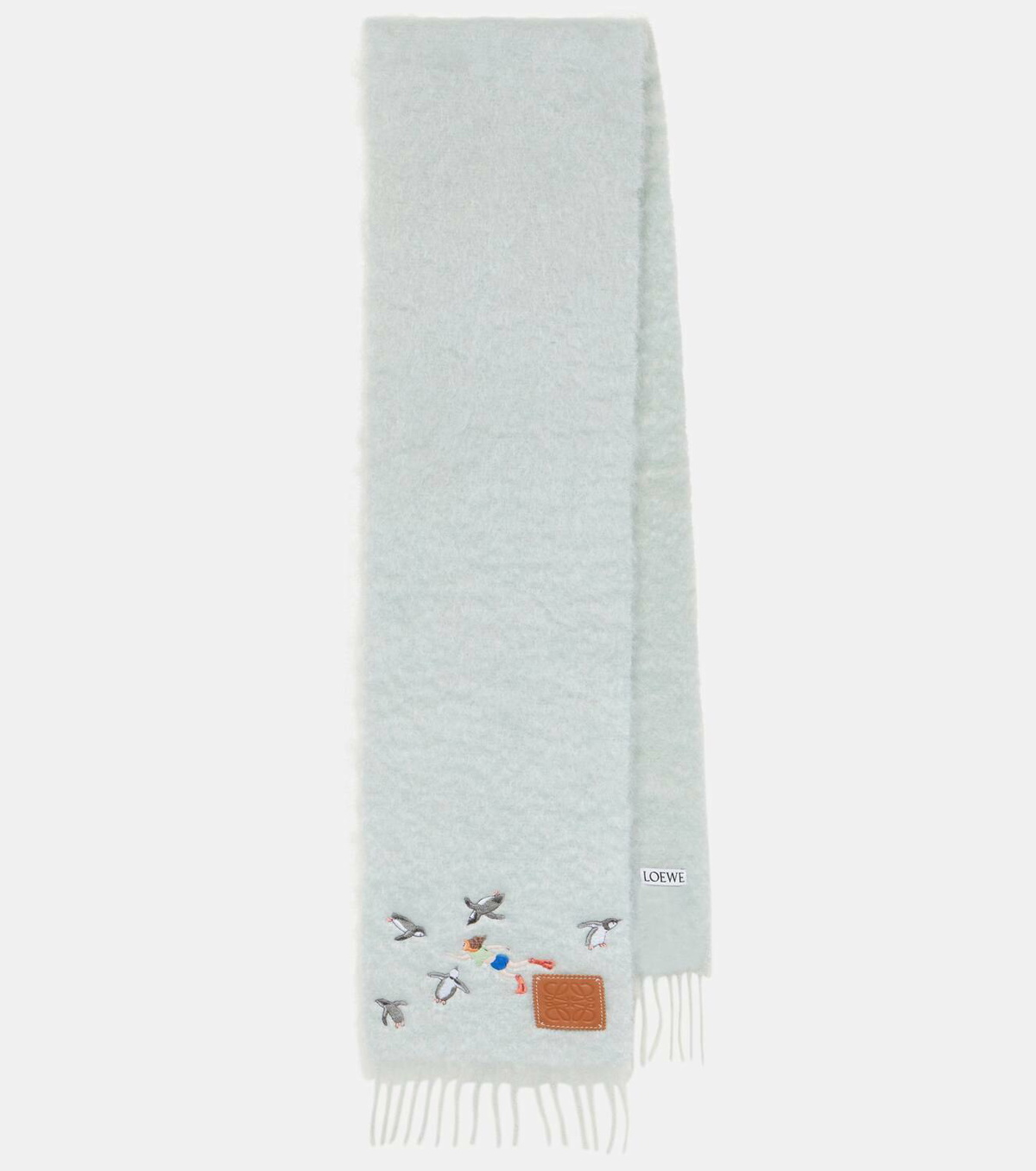 Loewe Mohair Brooch Scarf in White | FWRD