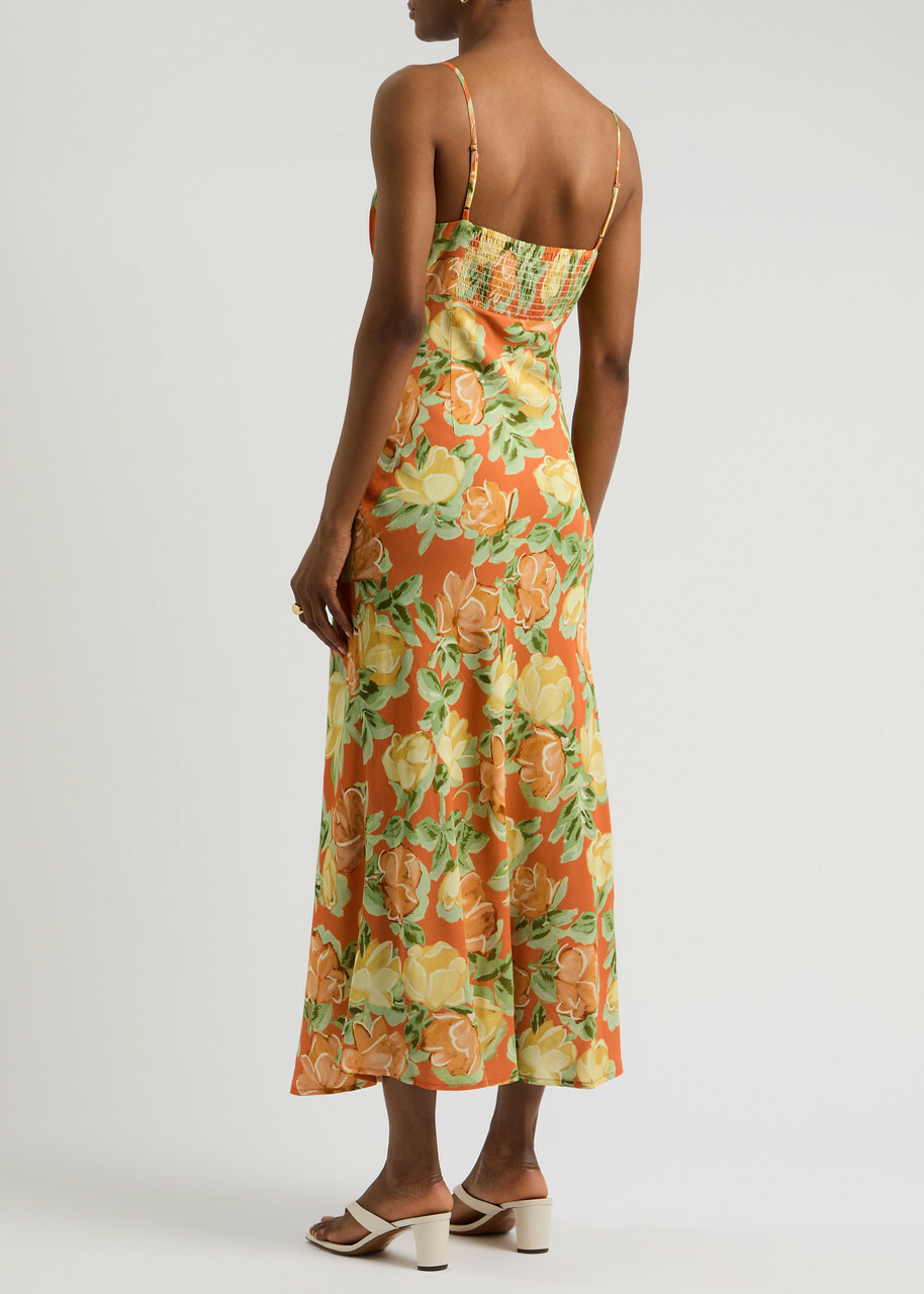 Kitri Velma Floral-print Maxi Dress Orange
