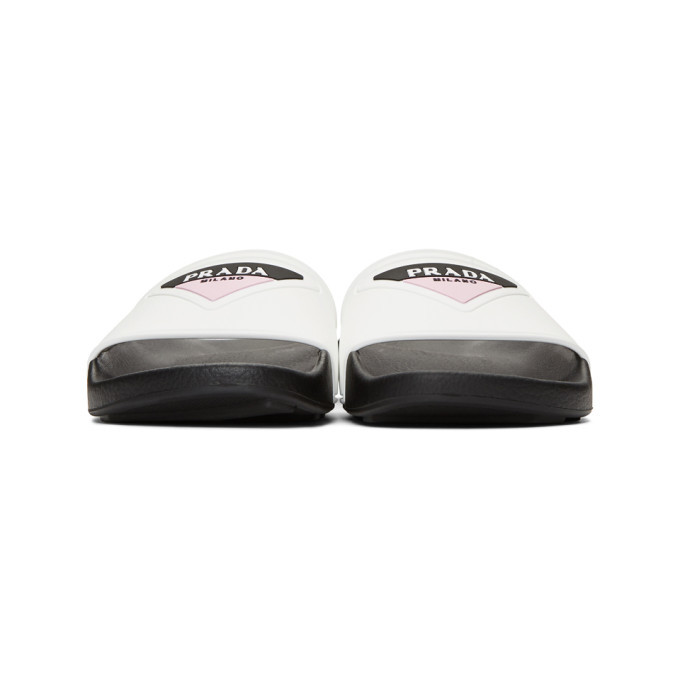 Prada White Rubber Pool Slides Prada