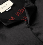 Gucci - Camp-Collar Embellished Satin Shirt - Black