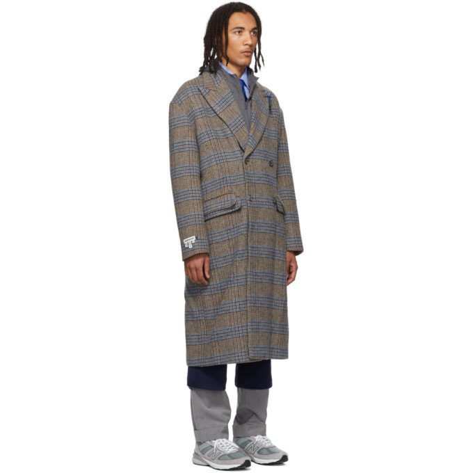 ADER error Brown and Blue Wool Sherlock Double Coat ADER error