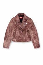 Diesel Biker jacket in treated leather - Leather jackets - Woman -