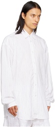 Hed Mayner White & Brown Pinstripe Shirt