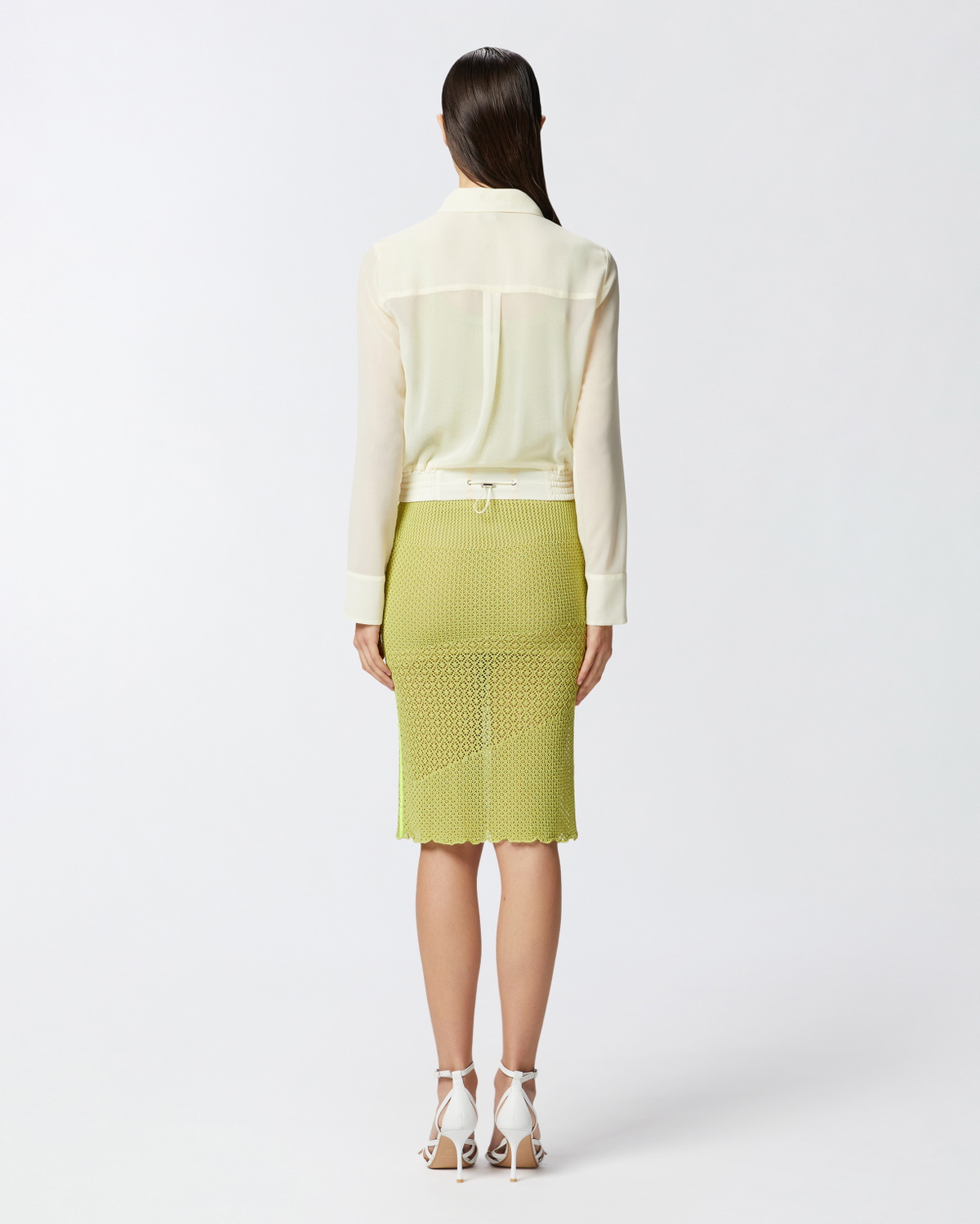 Blouse Pinko En Georgette Stretch - Col Et Poignets Classiques - Rose - Neuf Avec étiquettes
