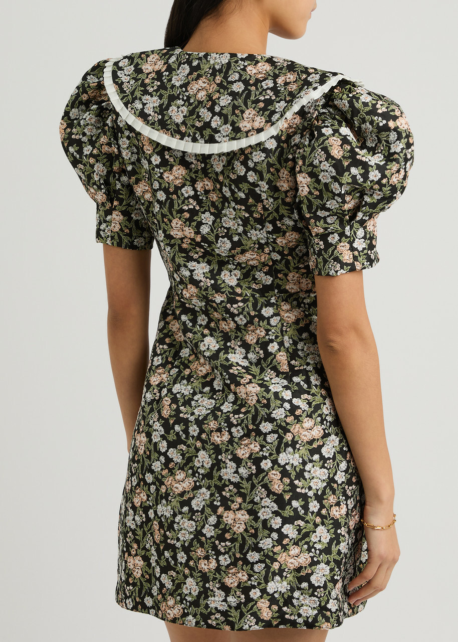 Sister Jane Graces Floral-jacquard Mini Dress Green