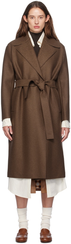 Photo: Harris Wharf London Brown Belted Long Coat