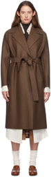 Harris Wharf London Brown Belted Long Coat