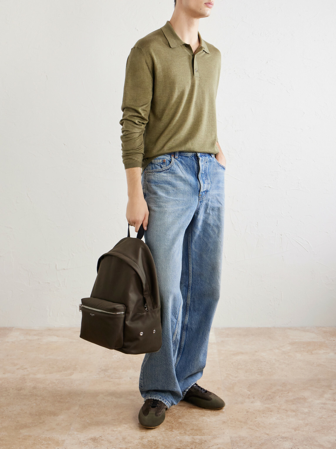SAINT LAURENT - City Leather-Trimmed Twill Backpack