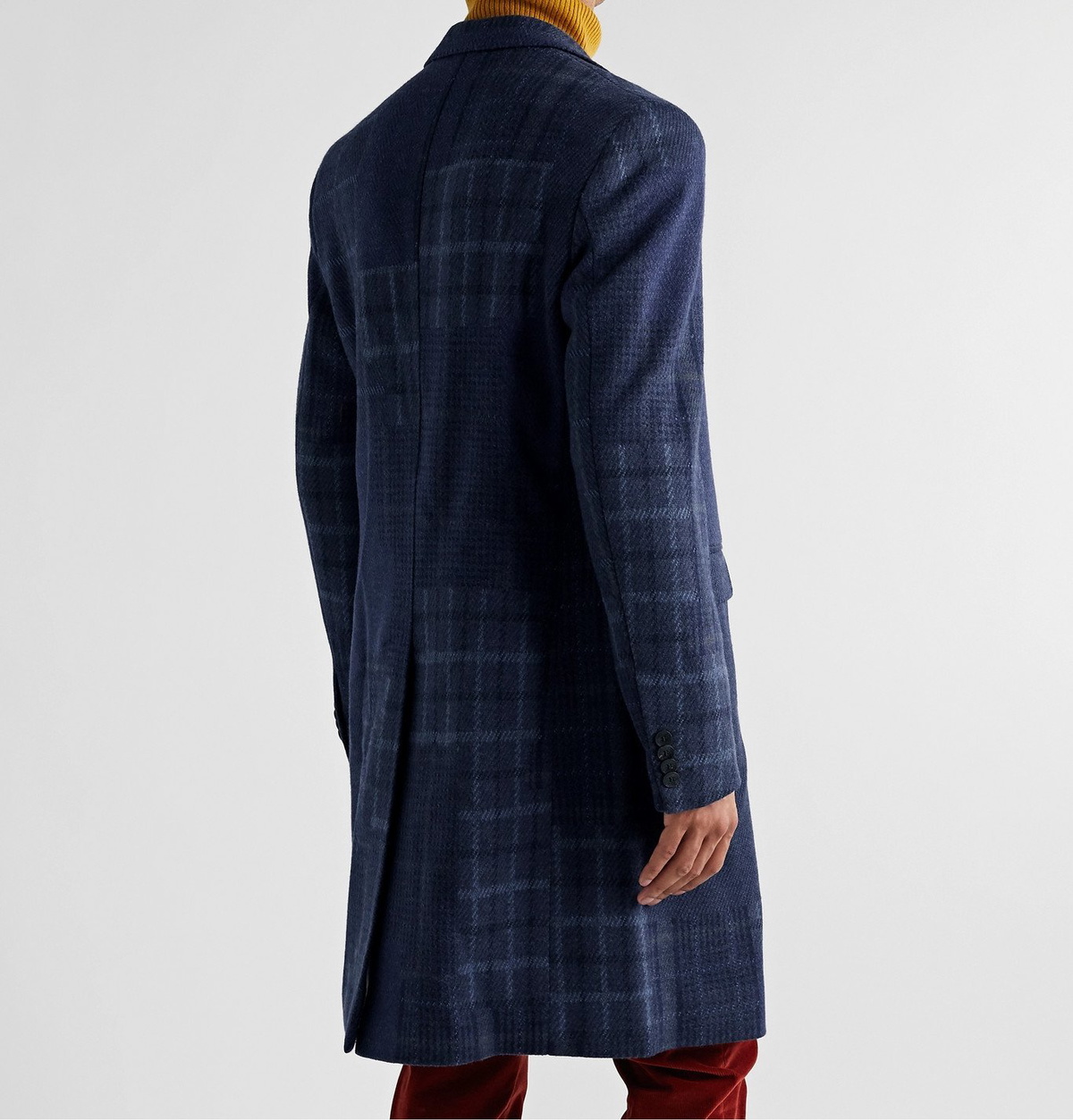 ETRO check-pattern single-breasted coat - Blue