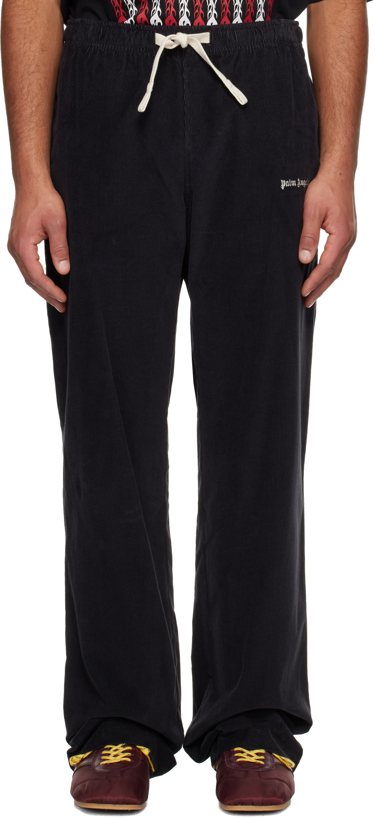 Palm Angels Black Classic Logo Cord Travel Trousers Palm Angels