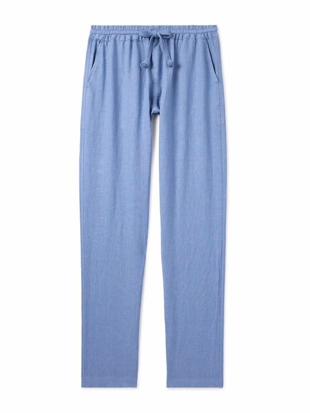 Photo: FEDELI - Straight-Leg Linen Drawstring Trousers - Blue