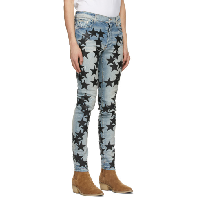 AMIRI Blue Chemist Leather Stars Jeans Amiri