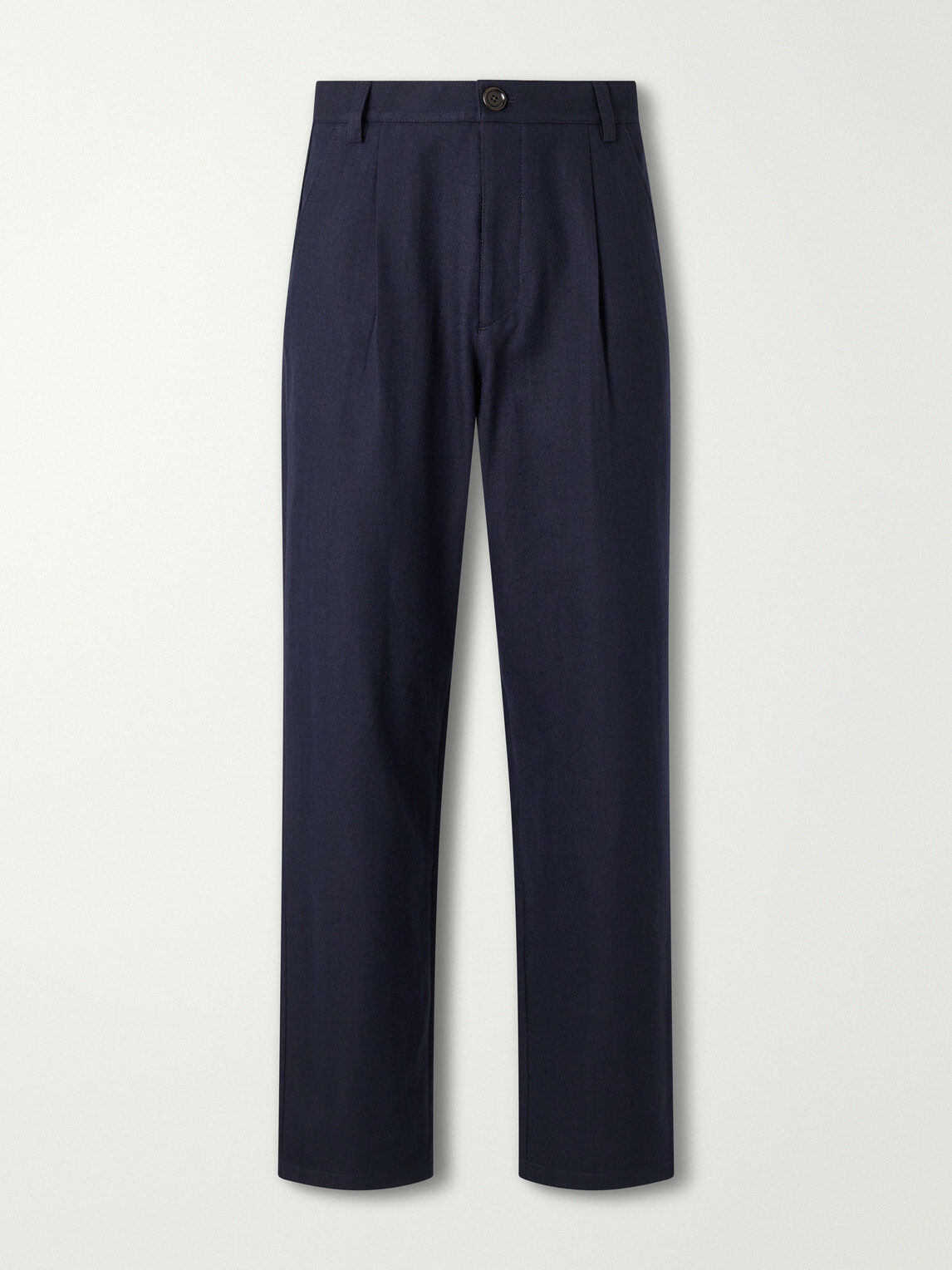 Oliver Spencer - Morton Straight-Leg Pleated Cotton and Wool-Blend Suit Trousers - Blue