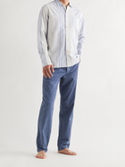 OLIVER SPENCER LOUNGEWEAR - Westcliffe Striped Organic Cotton-Twill Pyjama Shirt - Blue