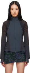 HYEIN SEO Navy Paneled Windbreaker Jacket