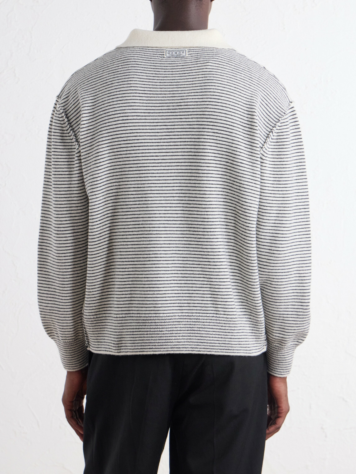 mfpen - Charming Striped Wool Polo Sweater - Gray