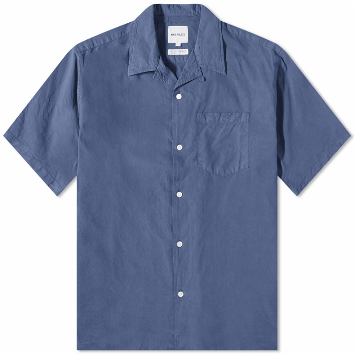 Photo: Norse Projects Men's Carsten Tencel Short Sleeve Shirt in Calcite Blue