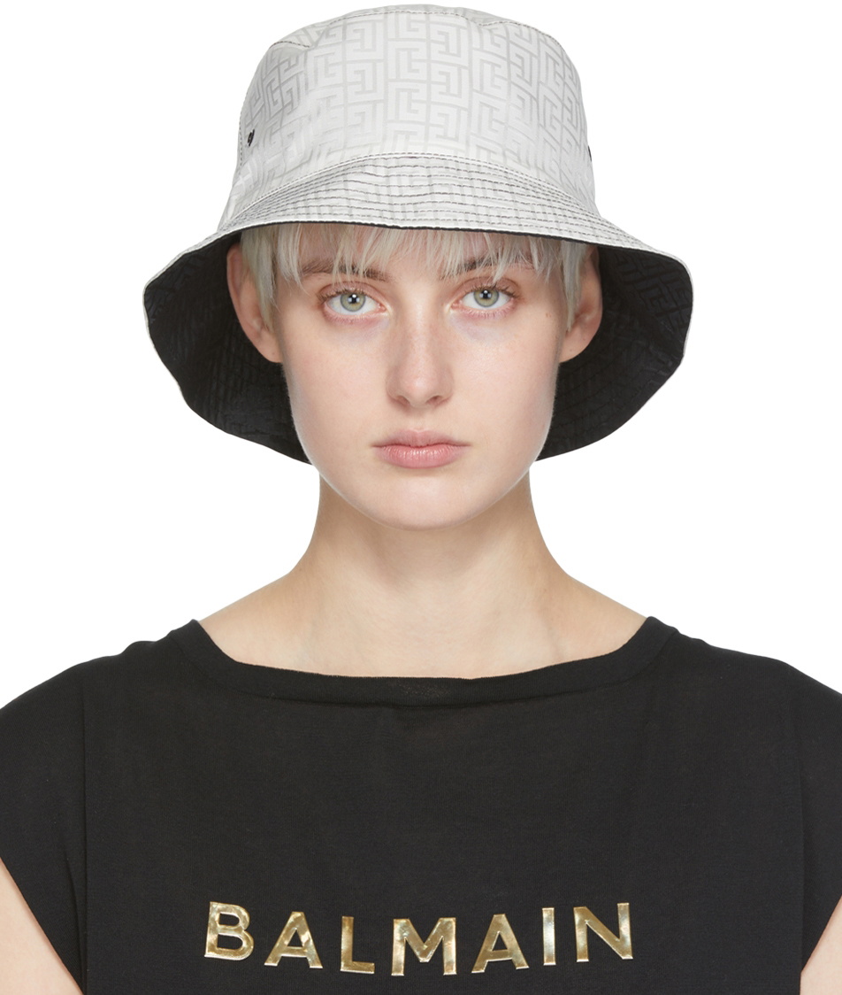 Jacquard bucket hat with Balmain monogram black - Women