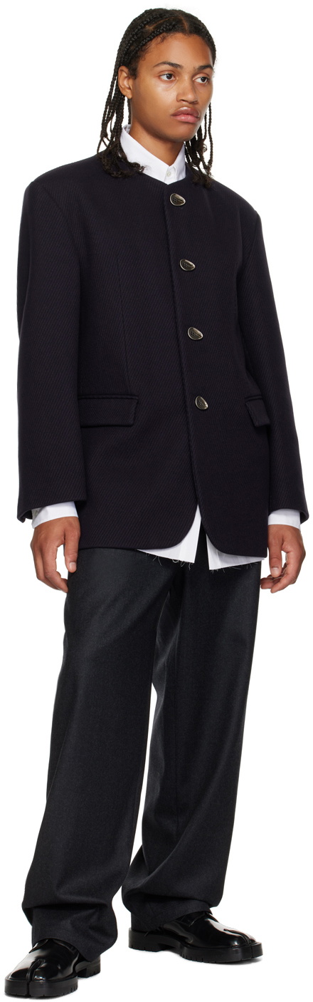 T/SEHNE Purple Collarless Coat