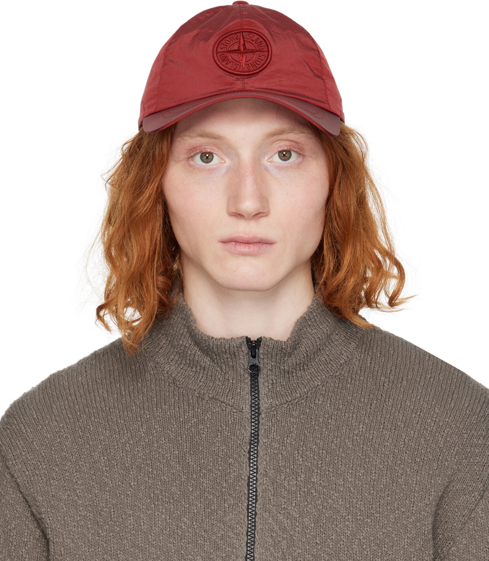 帽子 STONE  NYLON LOGO CAP RED Stone Island Burgundy Nylon Metal Cap Stone Island