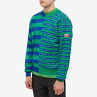 Kenzo Paris Men's Kenzo Split Striped Crew Neck in Grass Green