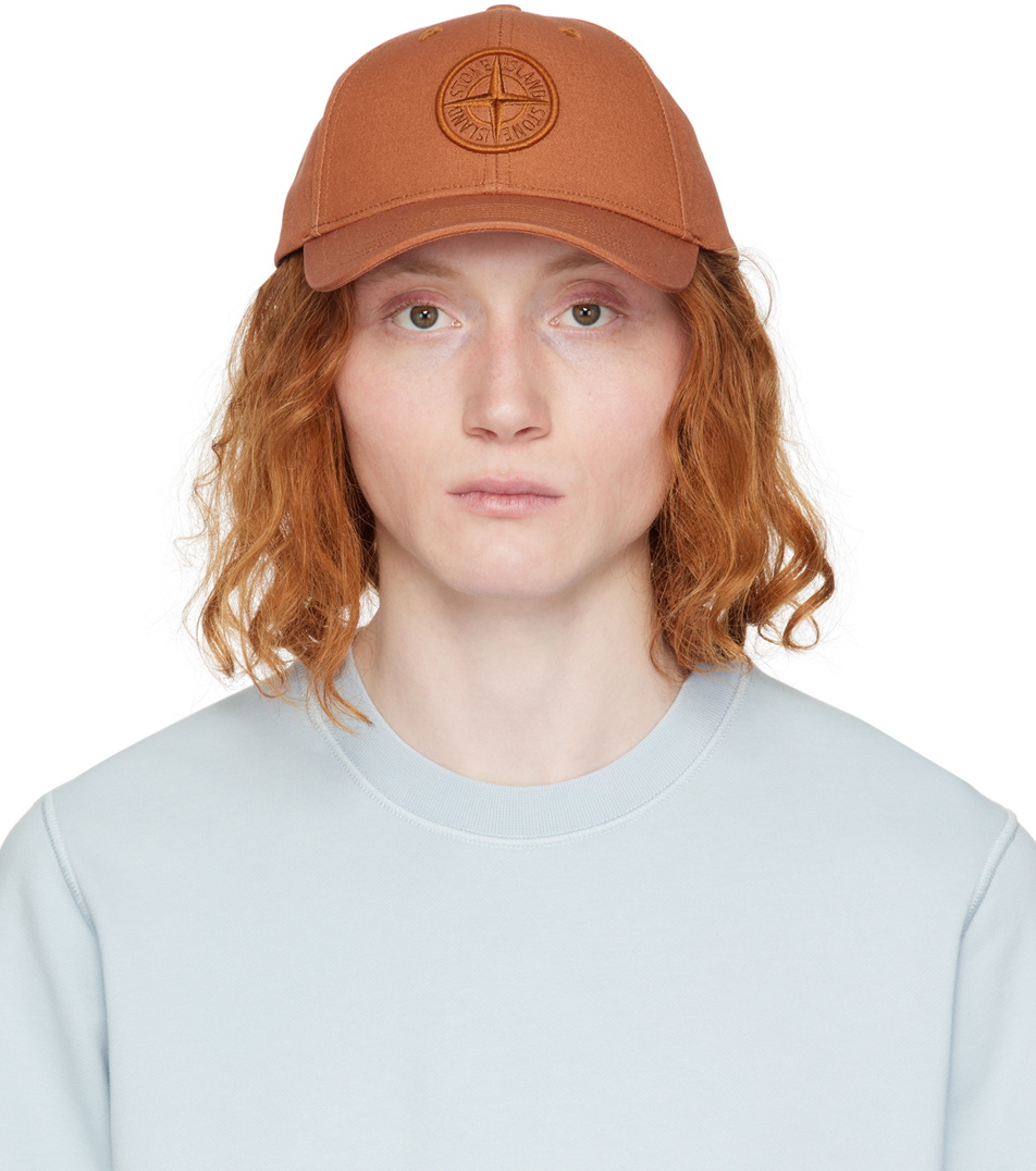 Stone Island Orange Embroidered Cap Stone Island