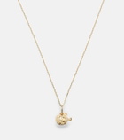 Stone and Strand Puffer Fish 14kt gold (585/1000) pendant necklace with diamonds