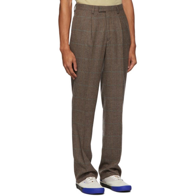 Noah NYC Brown Wool Check Single-Pleat Suit Trousers Noah NYC
