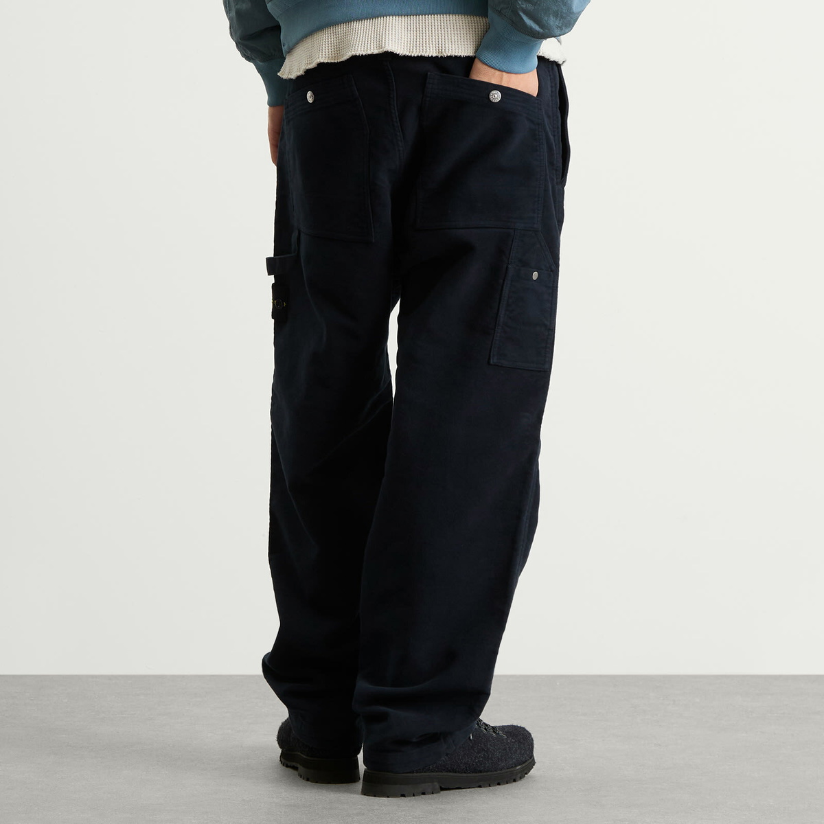 Stone Island Men's Cotton Moleskin-TC Trousers in Navy Blue