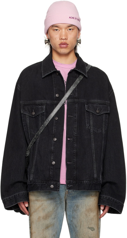 Photo: Acne Studios Black Relaxed-Fit Denim Jacket