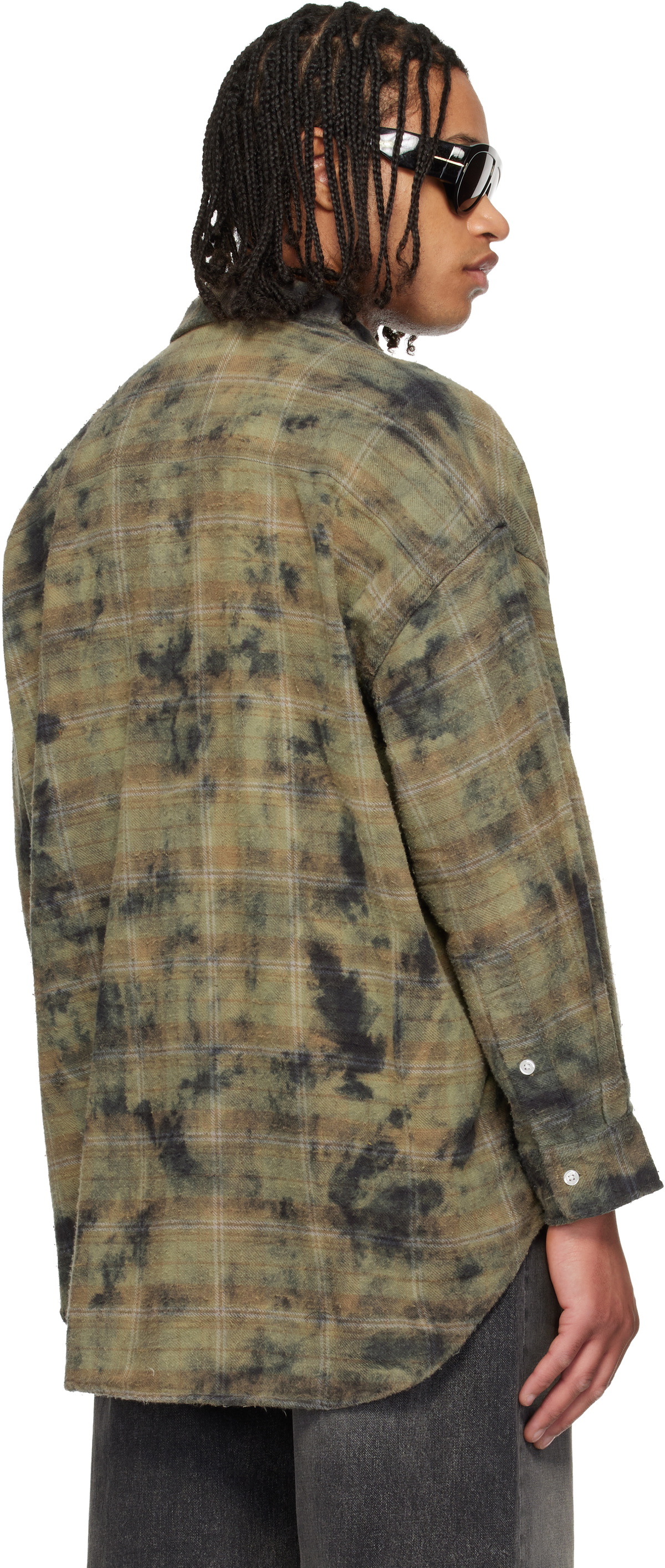 R13 Khaki Drop Neck Work Shirt