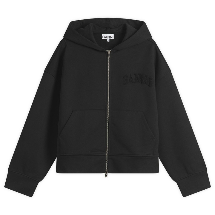 Photo: GANNI Women's Heavy Terry Jersey Zip Hoodie in Black