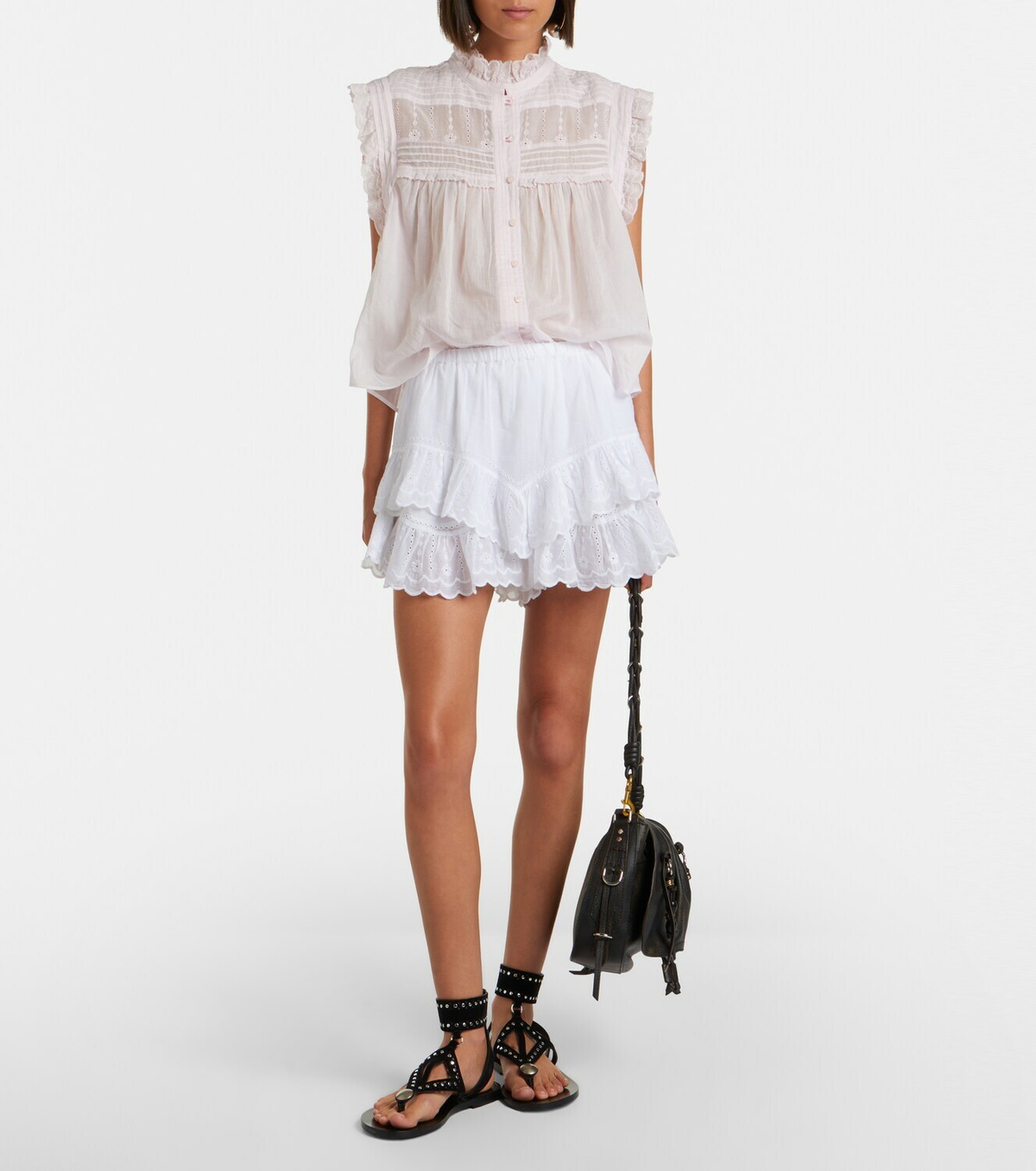 Marant Etoile Jocadia broderie anglaise cotton shorts