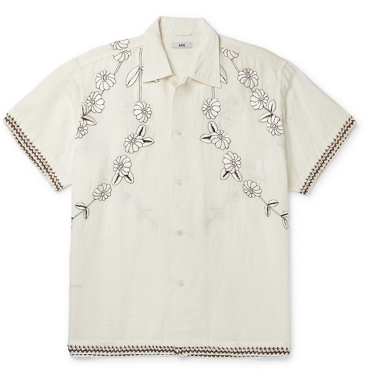 Photo: BODE - Embroidered Linen and Cotton-Blend Shirt - Neutrals