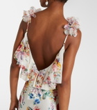 Camilla Embellished floral silk slip dress