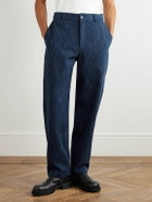De Bonne Facture - Balloon Tapered Cotton and Virgin Wool-Blend Trousers - Blue