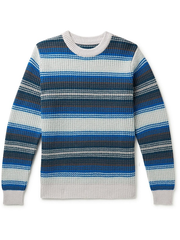 Photo: Outerknown - Tradewinds Ribbed Striped Wool and Organic Cotton-Blend Sweater - Blue
