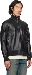 PS by Paul Smith Black Leather Bomber Jacket