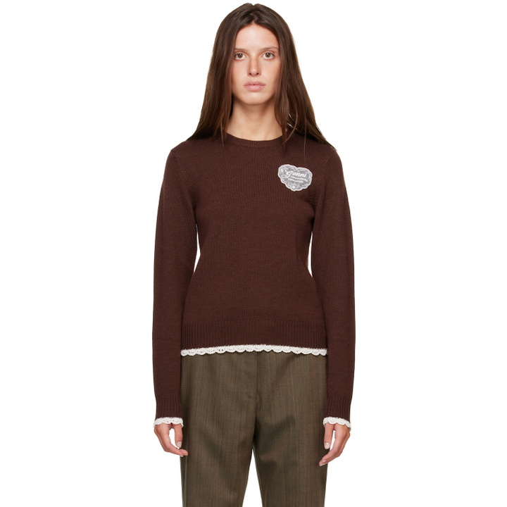 Photo: GANNI Brown Crewneck Wool Sweater