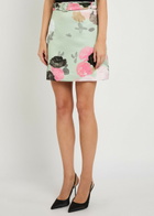 Bernadette Eva Belted Floral-print Satin Skirt Green