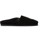 Mulo - Shearling-Lined Suede Backless Slippers - Black