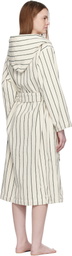 Tekla White & Green Terry Hooded Bathrobe