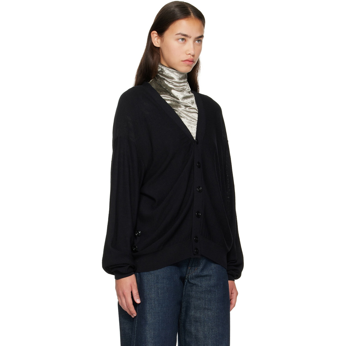 LEMAIRE Black Relaxed Twisted Cardigan