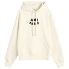 AMI Paris Men's Woven Ami Logo Jersey Hoodie in White Cream