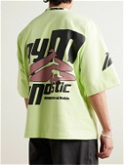 RRR123 - Fasting for Faster Oversized Printed Appliquéd Cotton-Jersey T-Shirt - Green
