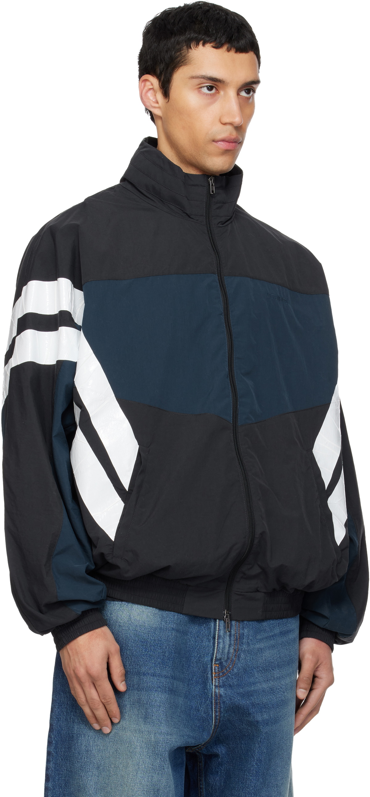 VETEMENTS Black & Blue Taped Track Jacket