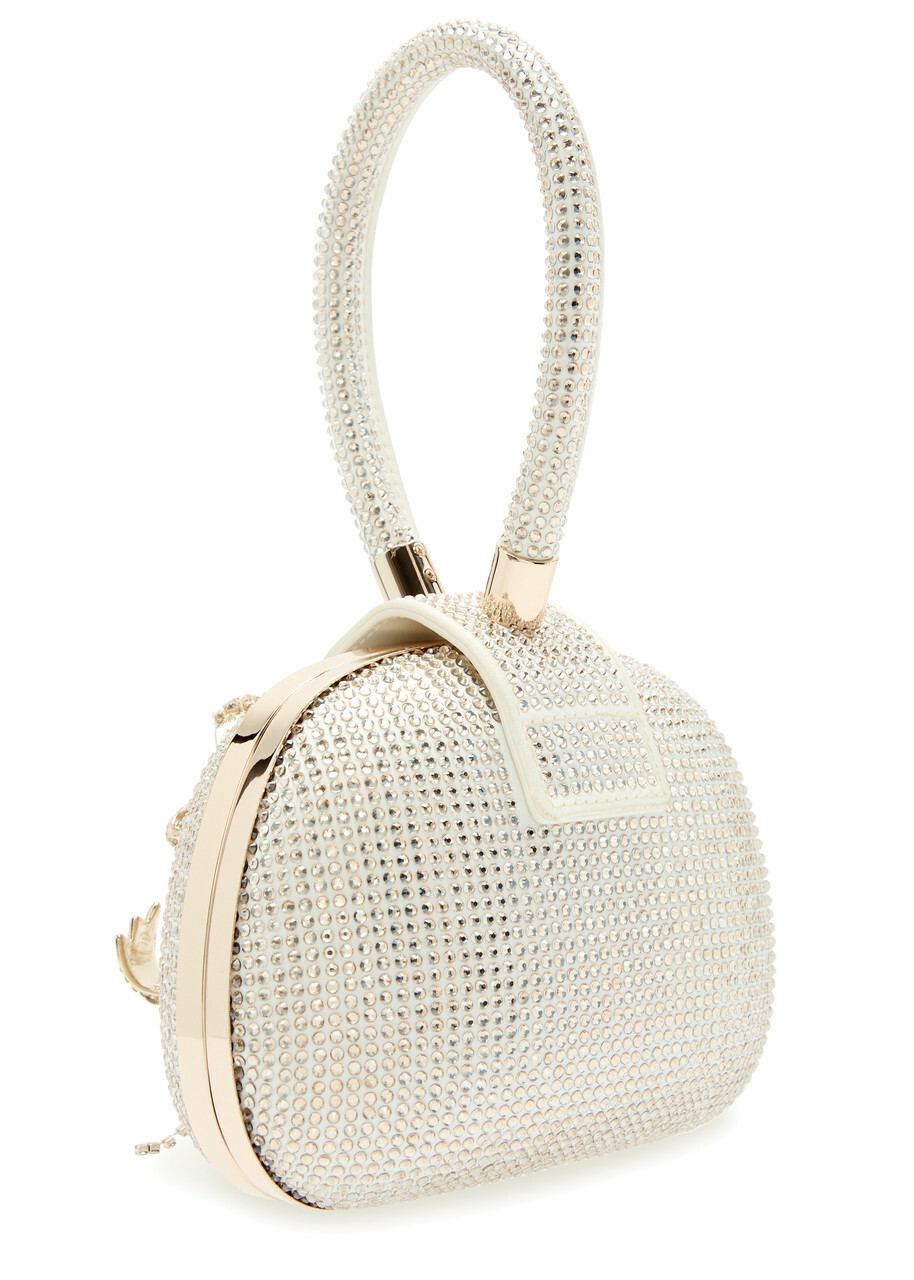 Self-portrait Bow Crystal-embellished Satin top Handle bag - Cream - One Size